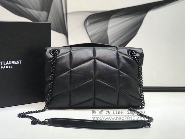 YSL爆款女士包包 聖羅蘭經典款LOULOU PUFFER絎縫漆皮小號郵差包 YSL肩背斜挎包 577476  jjh1138